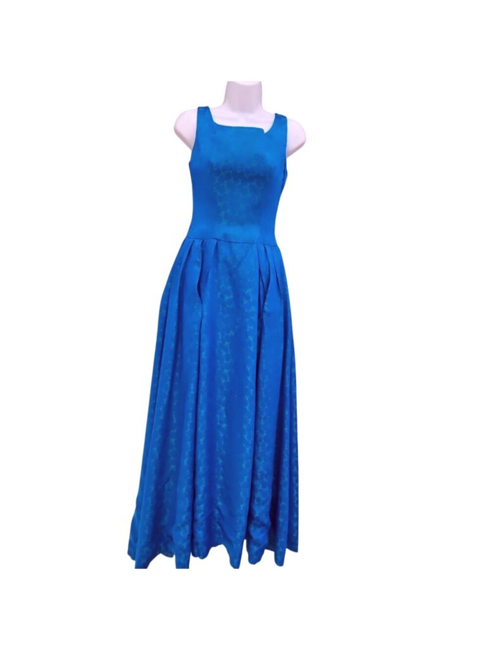 Vintage 1950s Iridescent Brocade Prom Gown Peacock Blue XS Never Worn 24" Waist